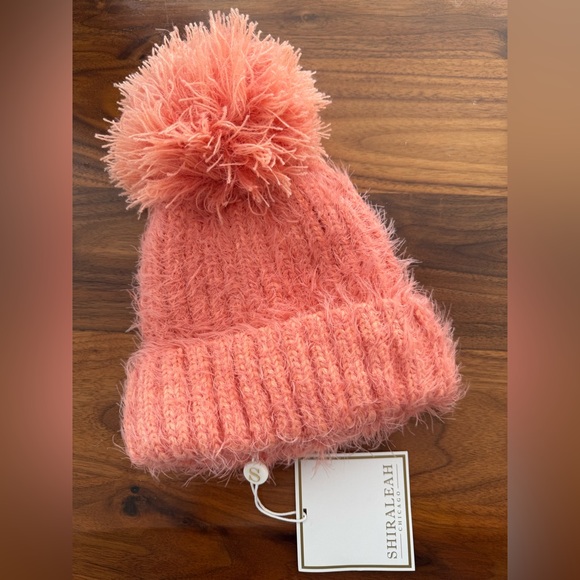 Shiraleah Accessories - Shiraleah Peach Fuzzy Pom-Pom Beanie